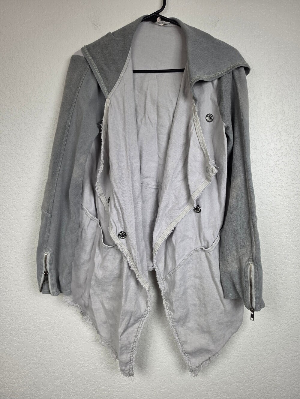 Free People Two-Tone Hooded Open Front Cardigan